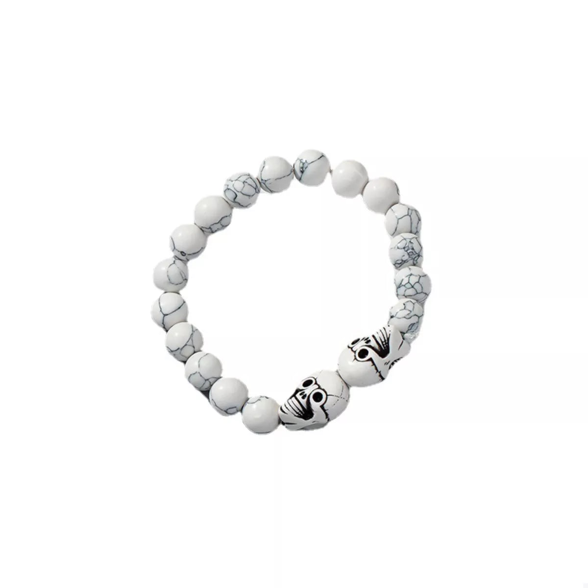 Halloween Skull Beaded Bracelet by Trendsi featuring black beads and small skull charms perfect for spooky accessories.