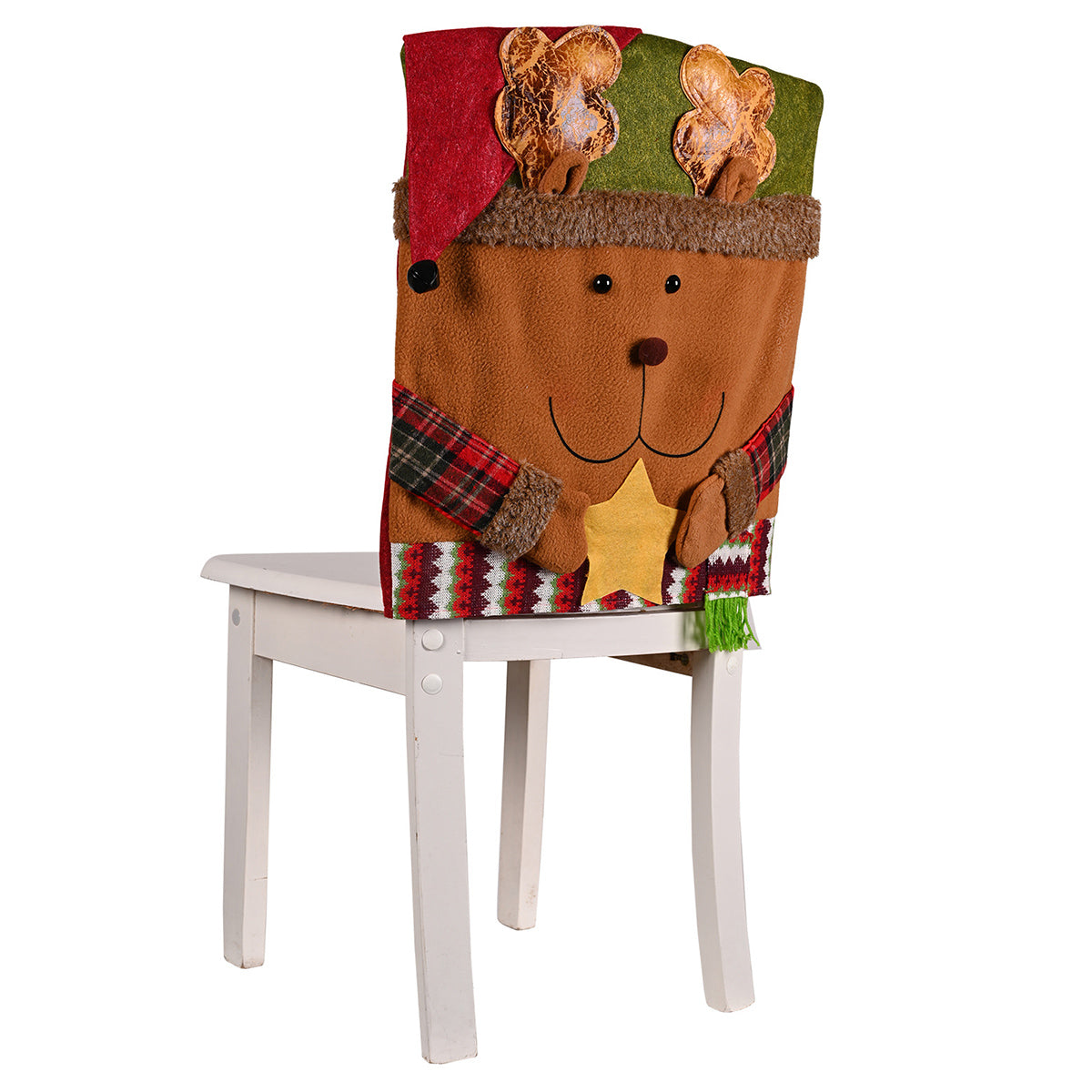 Decorative Christmas chair cover by Trendsi featuring festive holiday patterns and vibrant red and green colors.