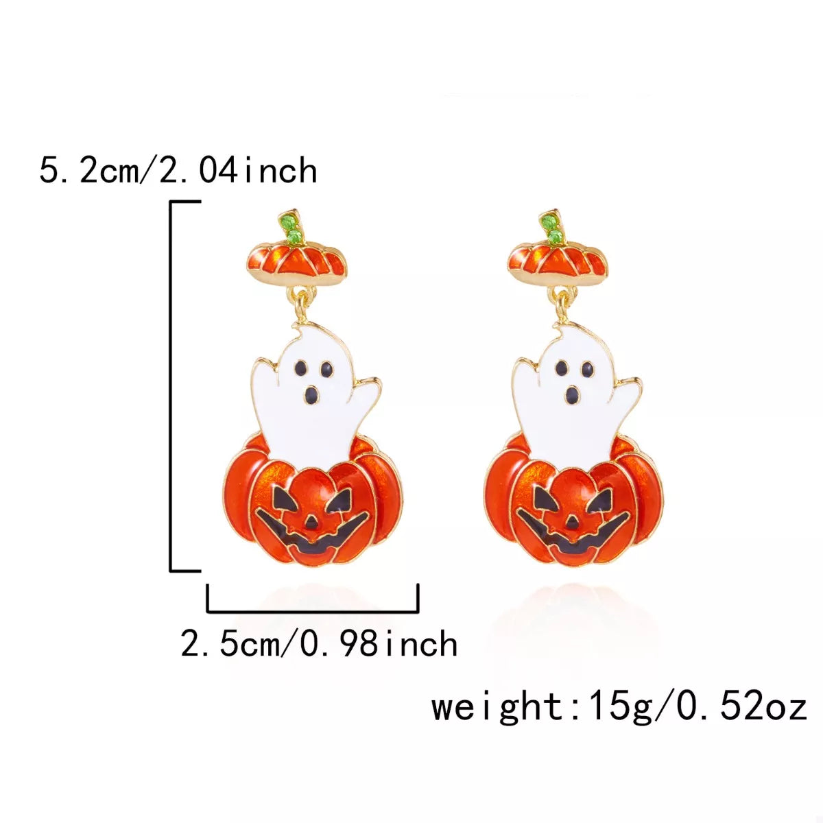 Halloween ghost pumpkin dangle earrings with spooky ghost and pumpkin charms, perfect for Halloween costumes and festive accessories.
