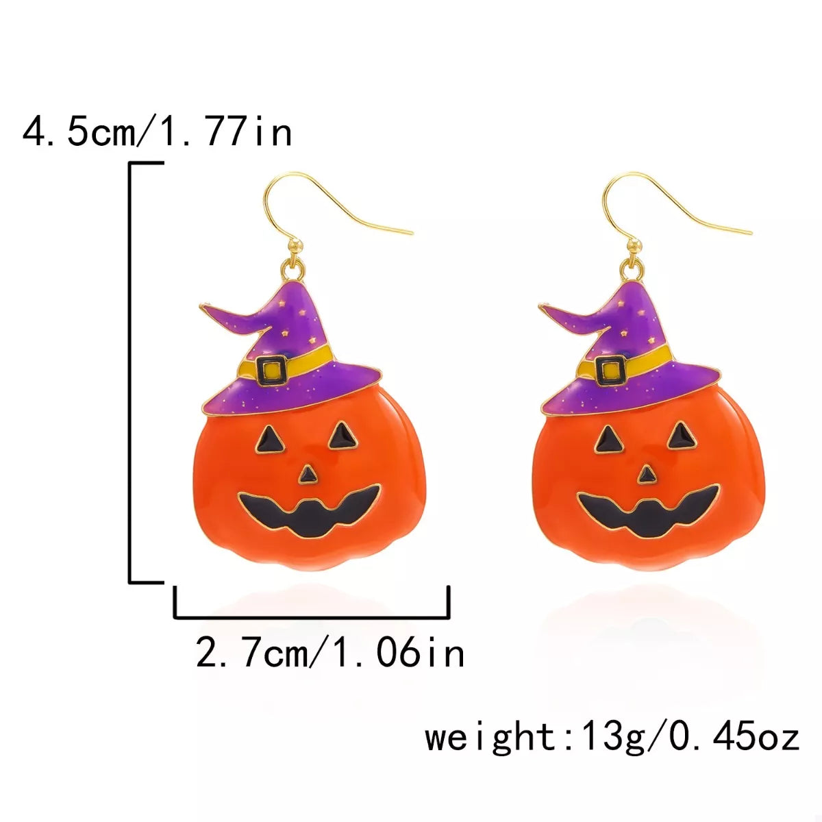 Halloween pumpkin dangle earrings by Trendsi featuring orange pumpkin charms hanging from silver hooks.