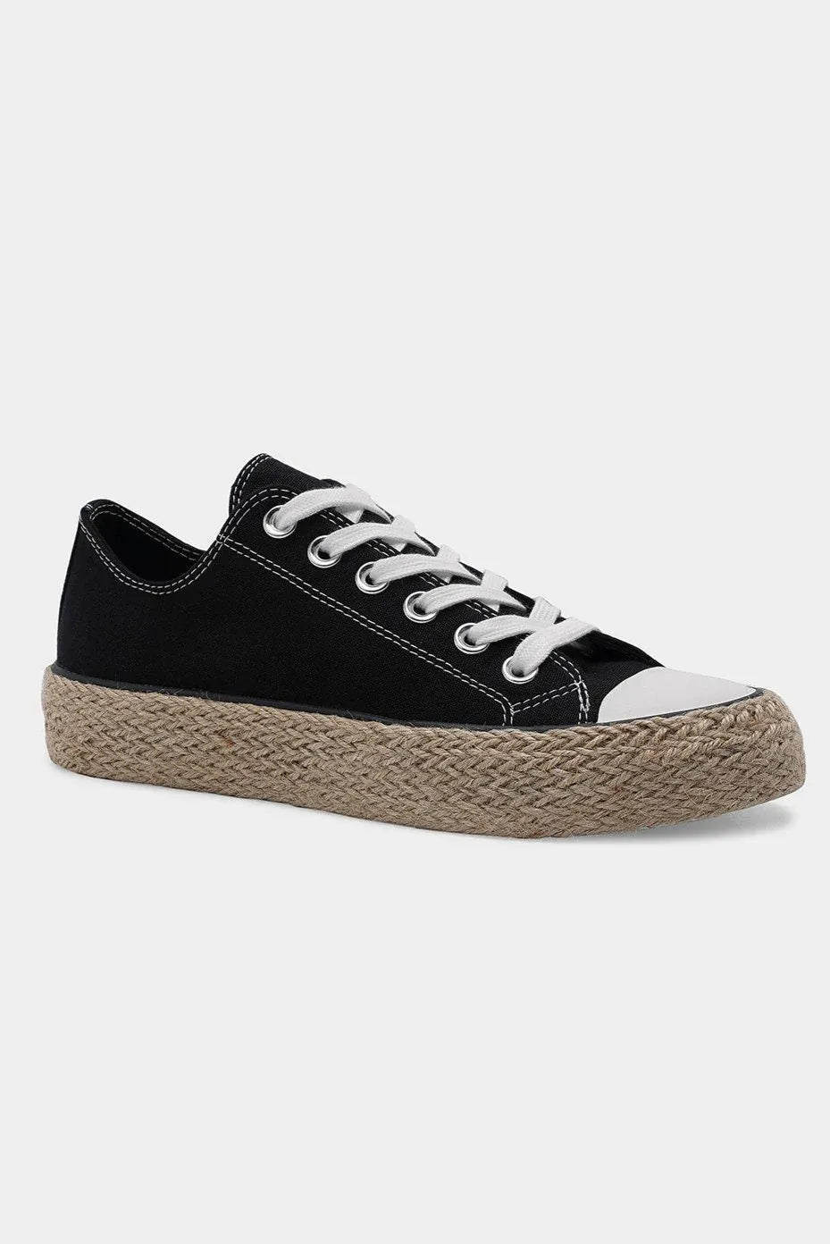 Black Beast Fashion lace-up woven espadrille sole sneakers with trendy design, casual and comfortable footwear from Trendsi.
