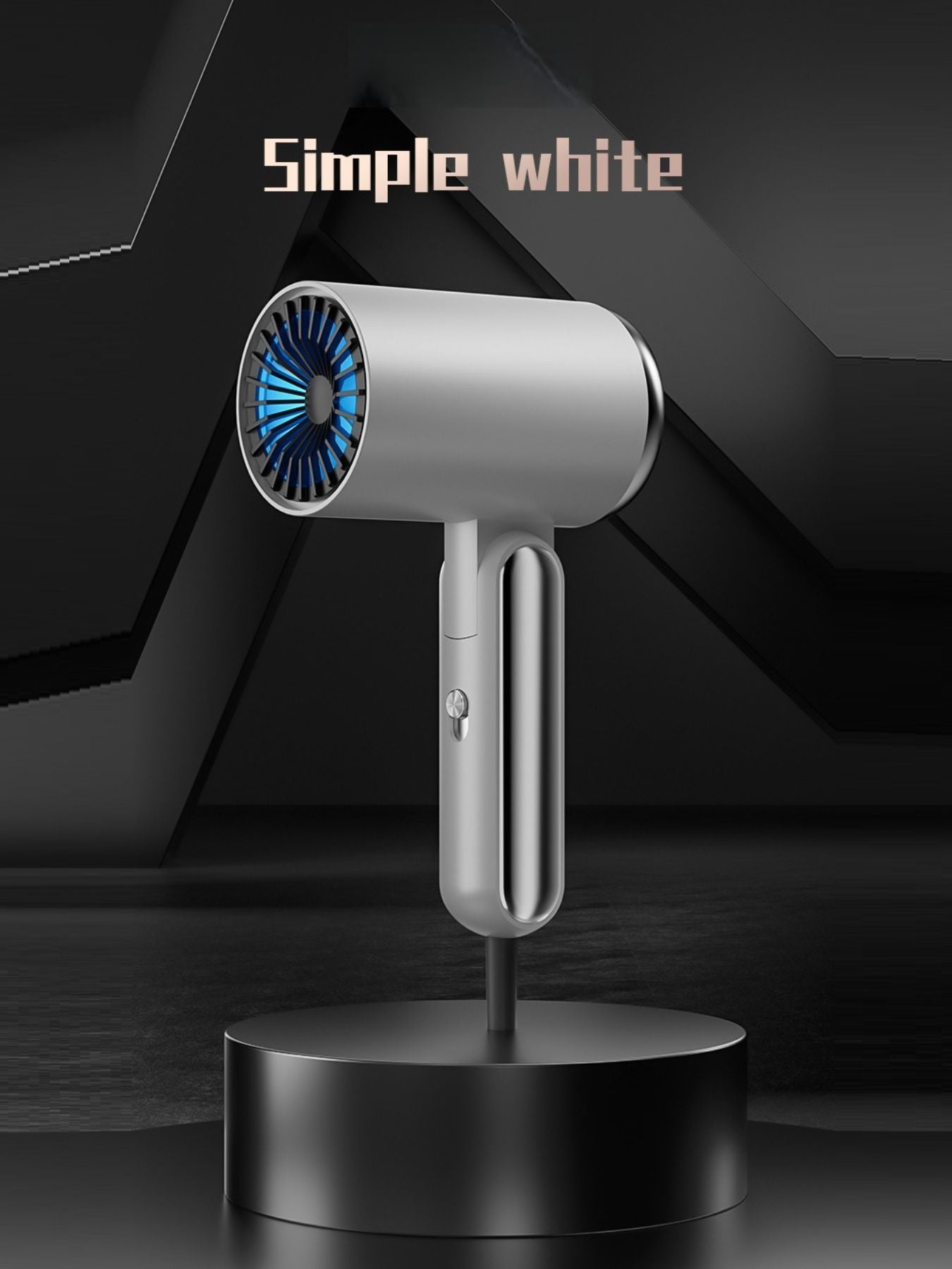 Black portable household hair dryer with negative ion technology, European plug, compact design, by Trendsi.