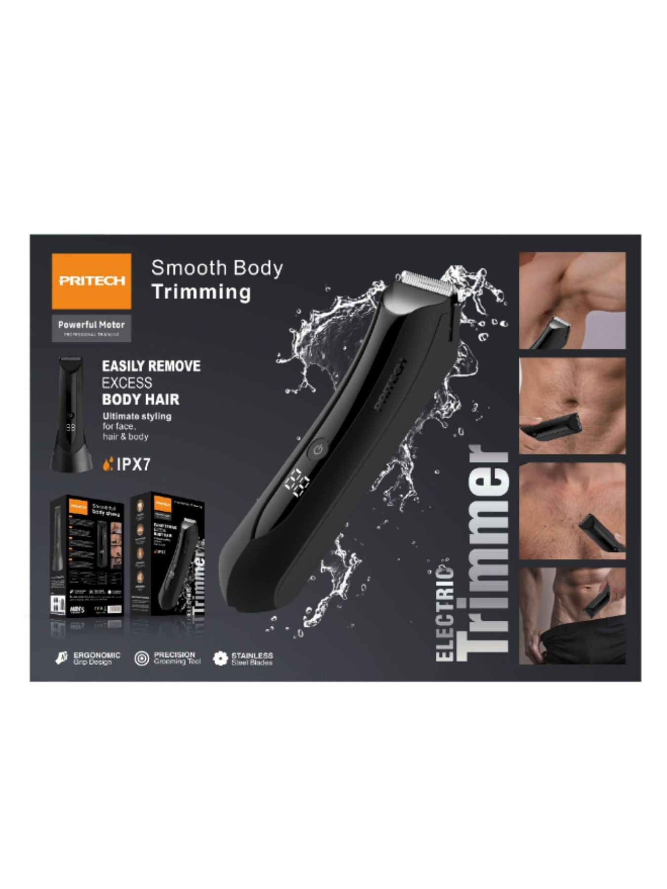 Black electric hair removal epilator with LED display by Trendsi, showing multiple tweezers and ergonomic design.