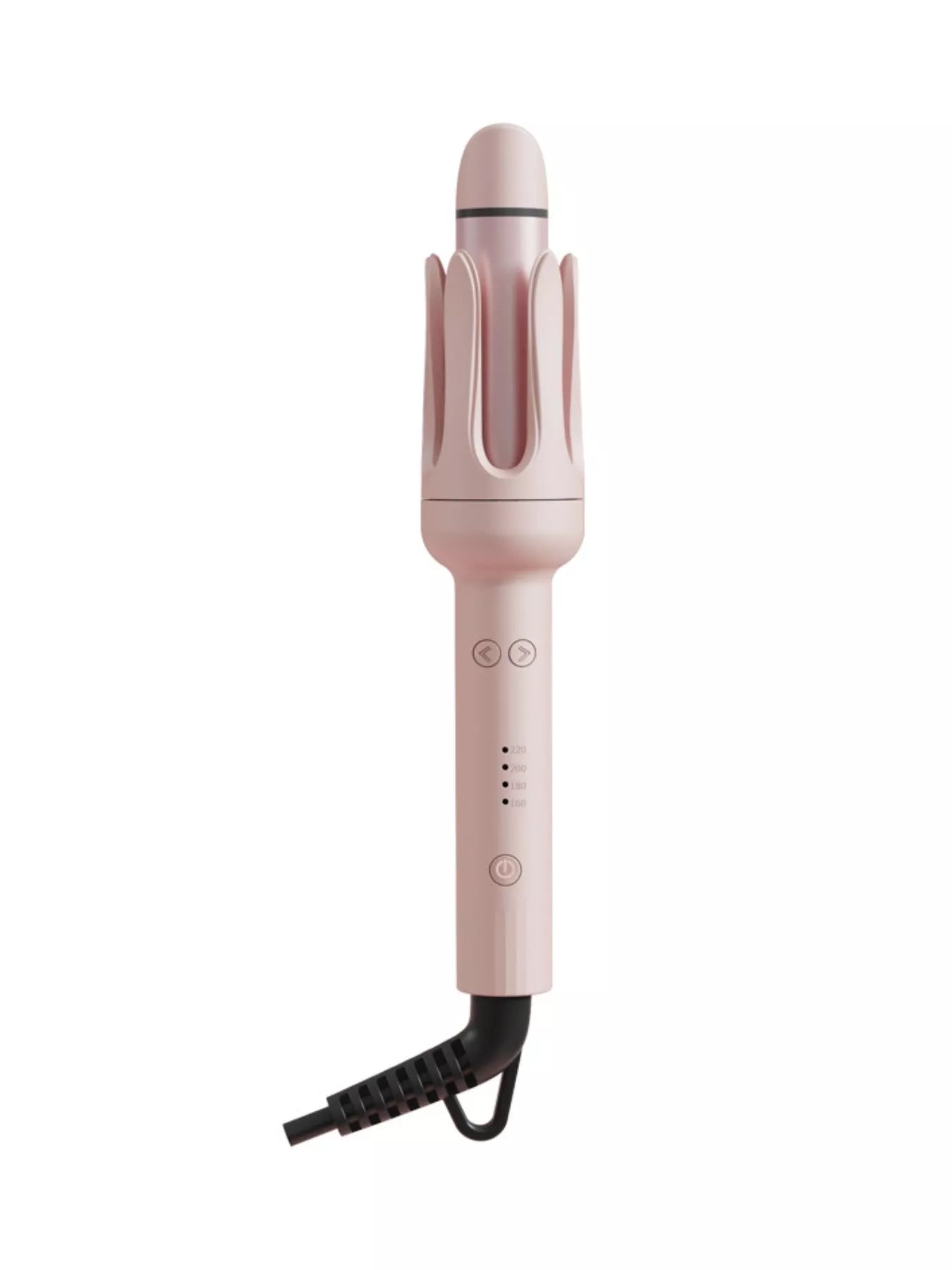 Trendsi automatic rotating ceramic hair curling iron with blue handle and European plug, showcasing its sleek design and rotating barrel.