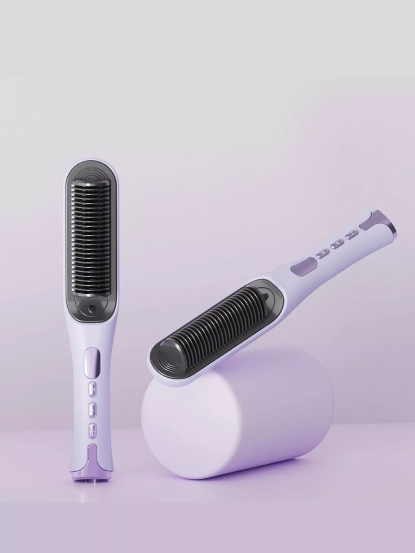 Blush pink Trendsi fast heating straightening comb with European plug for sleek, straight hair styling.
