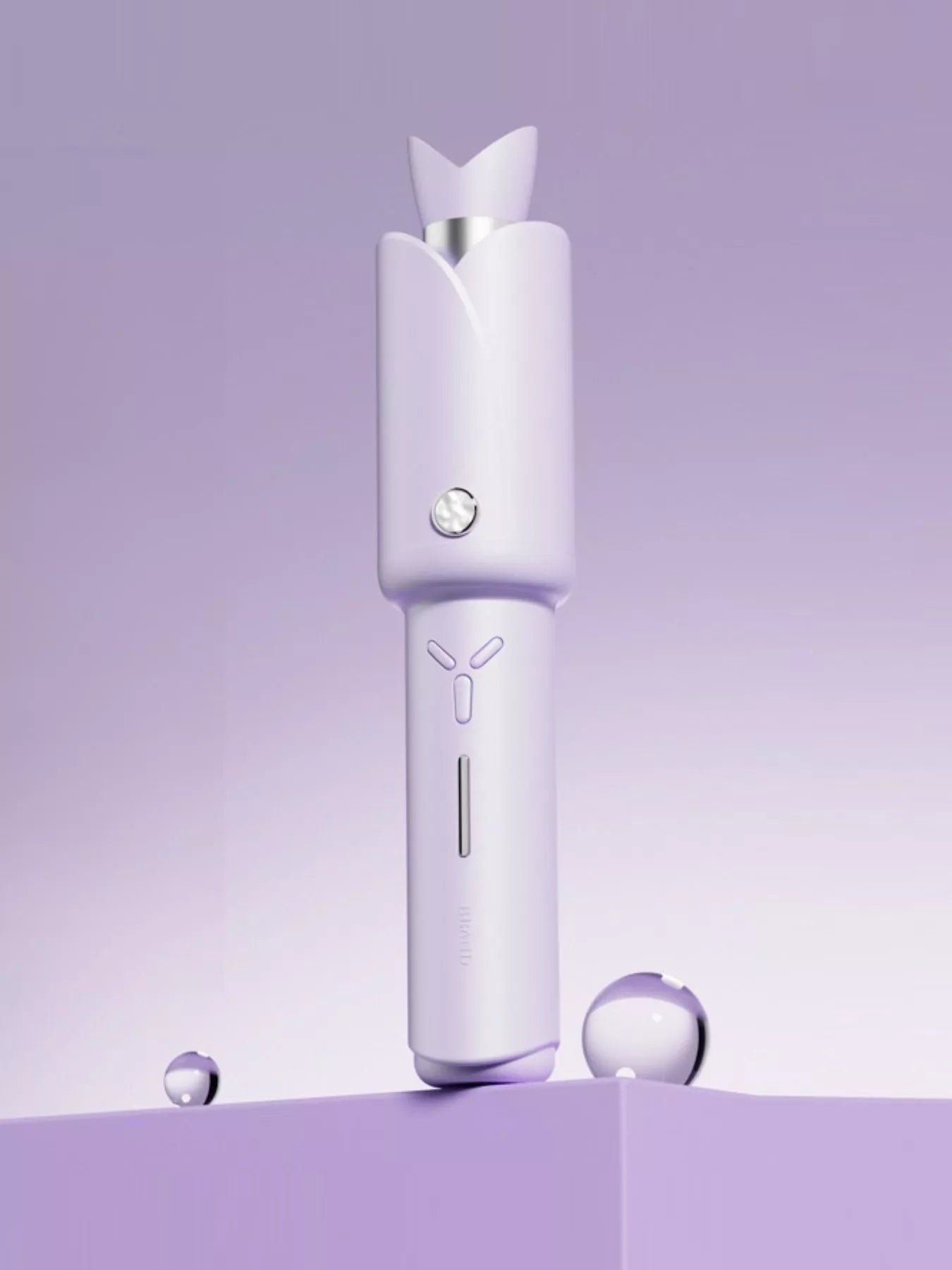 Pink portable curling iron from Trendsi, compact design for easy styling, with a sleek blush pink finish and adjustable temperature controls.
