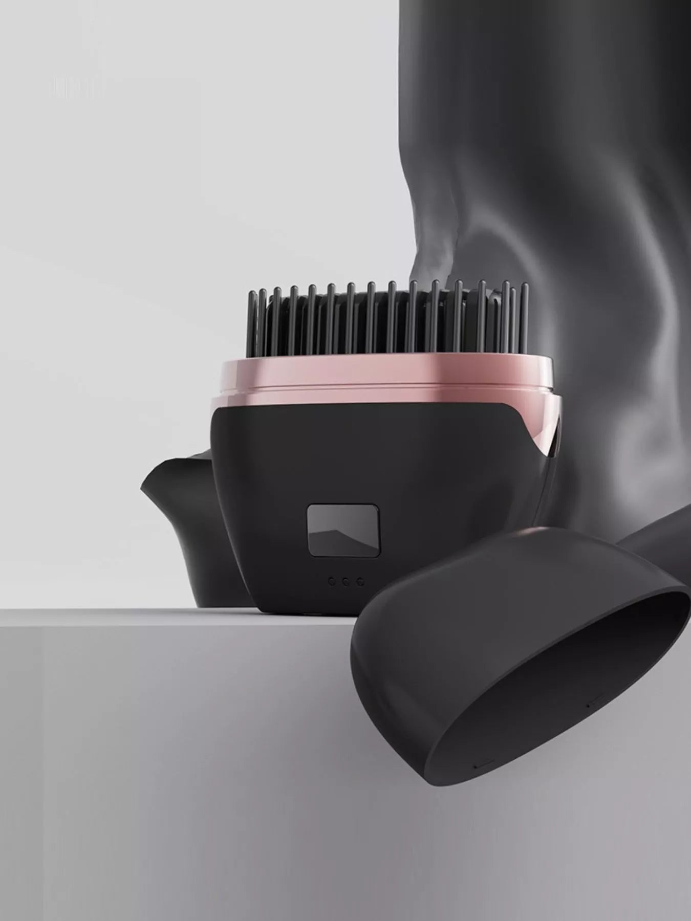 Blush pink portable heated hair straightening comb by Trendsi, compact design for easy styling at home or on the go.