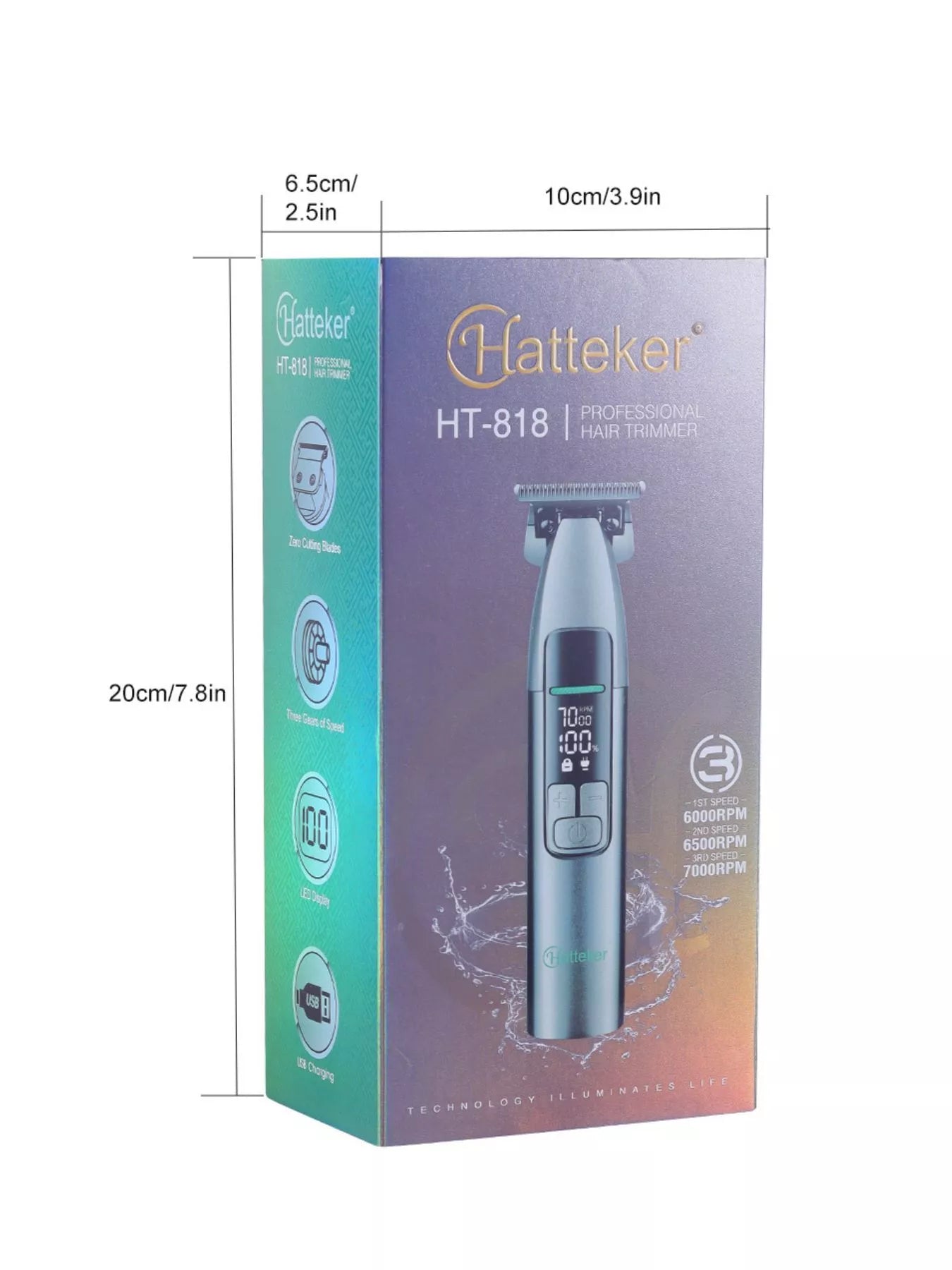 Dark gray cordless hair clipper from Trendsi with LED display and ergonomic design, suitable for professional and home haircuts.