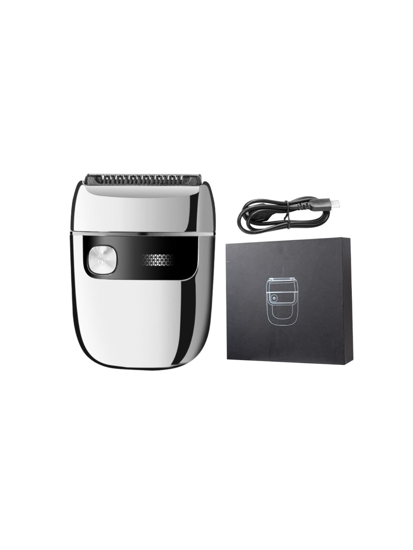 Gold portable mini electric shaver by Trendsi, compact handheld grooming device with a sleek design.
