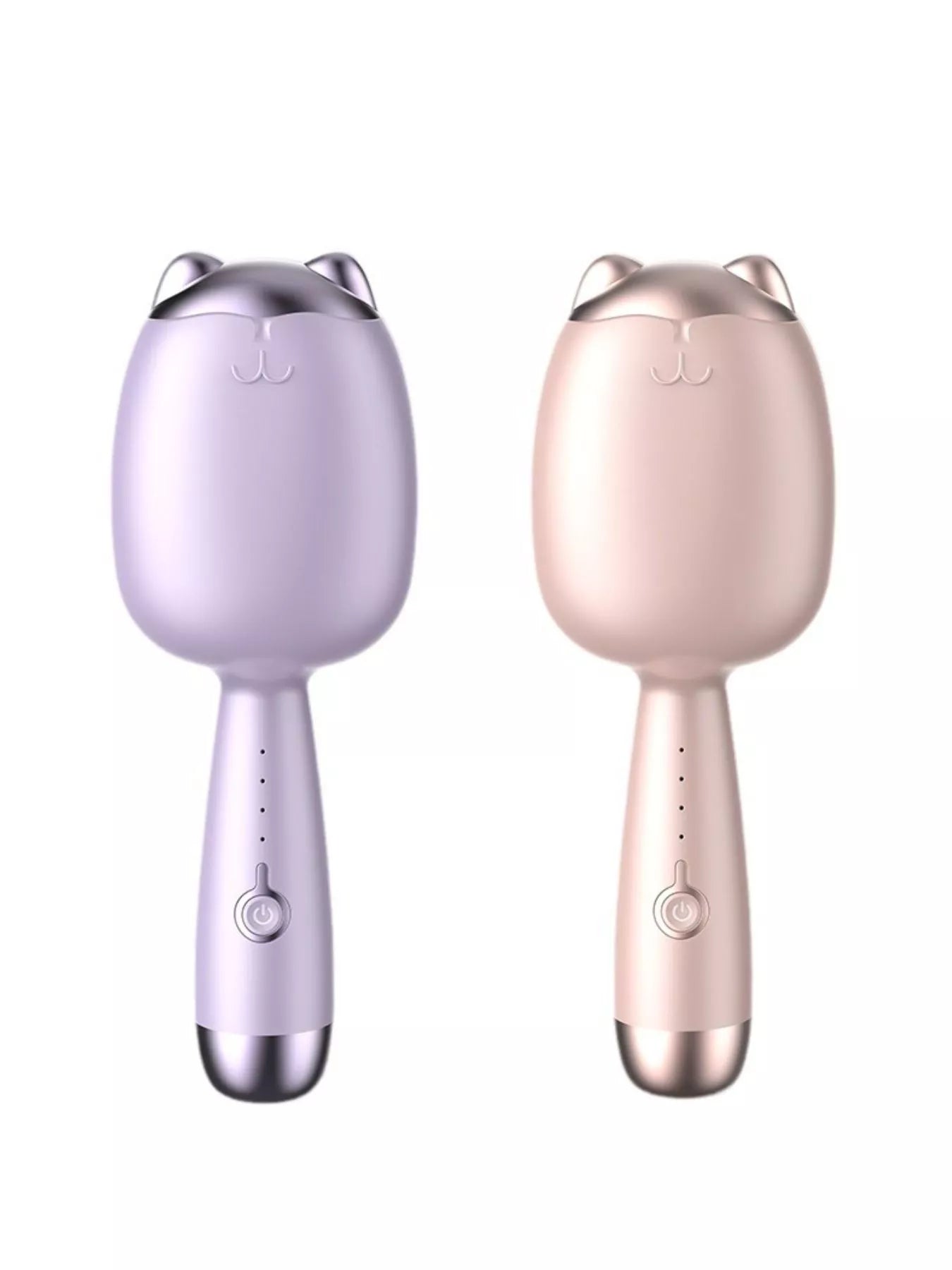 Cat-shaped heated curling iron from Trendsi in pale blush color with European plug for styling curls and waves.