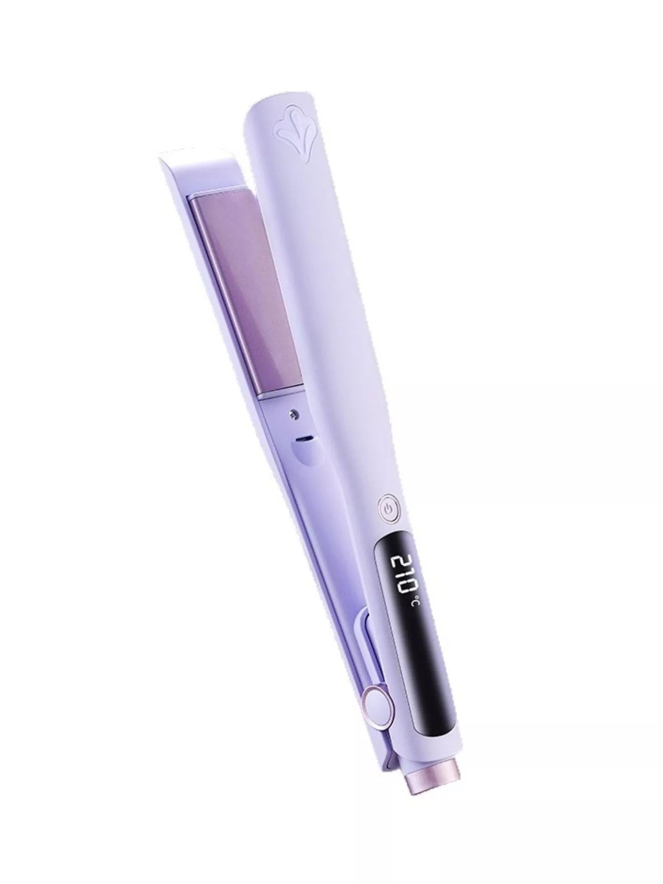 Purple Trendsi fast heating hair straightener with European plug, sleek design, and ceramic plates for smooth styling.
