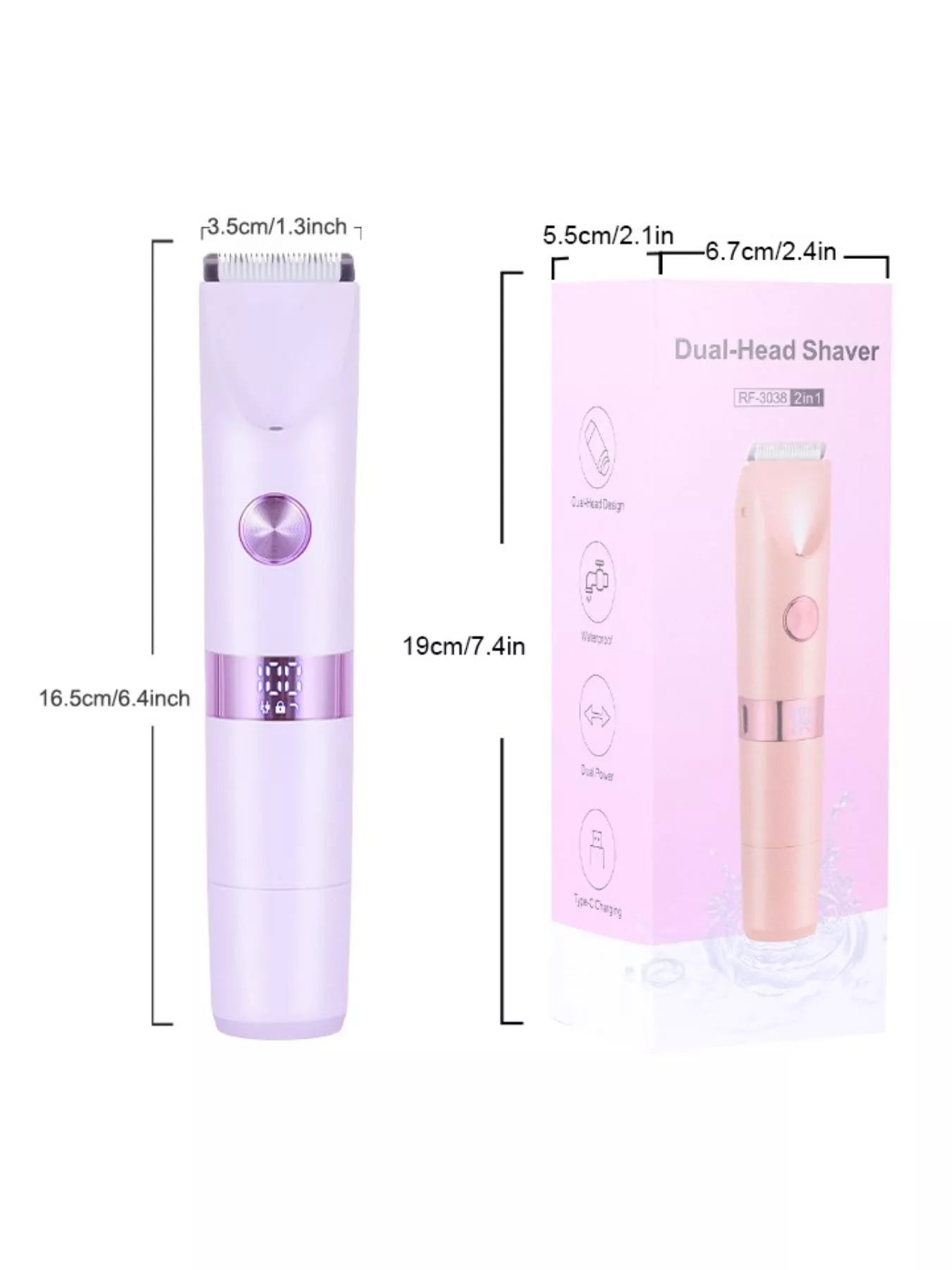 Purple Trendsi 2-in-1 painless electric hair removal device for smooth skin, shown in a close-up image.