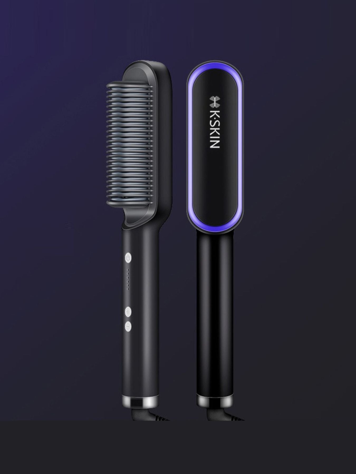 Silver Trendsi heated hair straightening comb with European plug, designed for safe and easy hair styling.