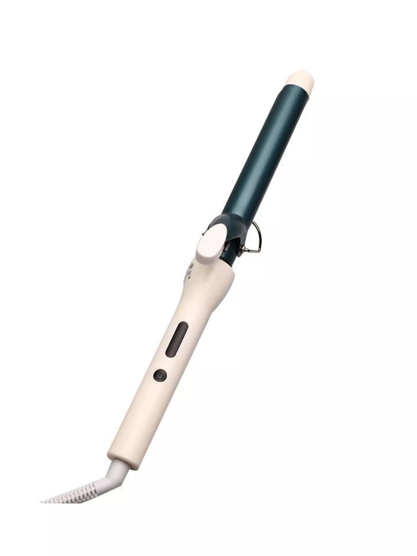 White ceramic curling iron wand by Trendsi with European plug, showcasing the curling barrel and ergonomic handle.