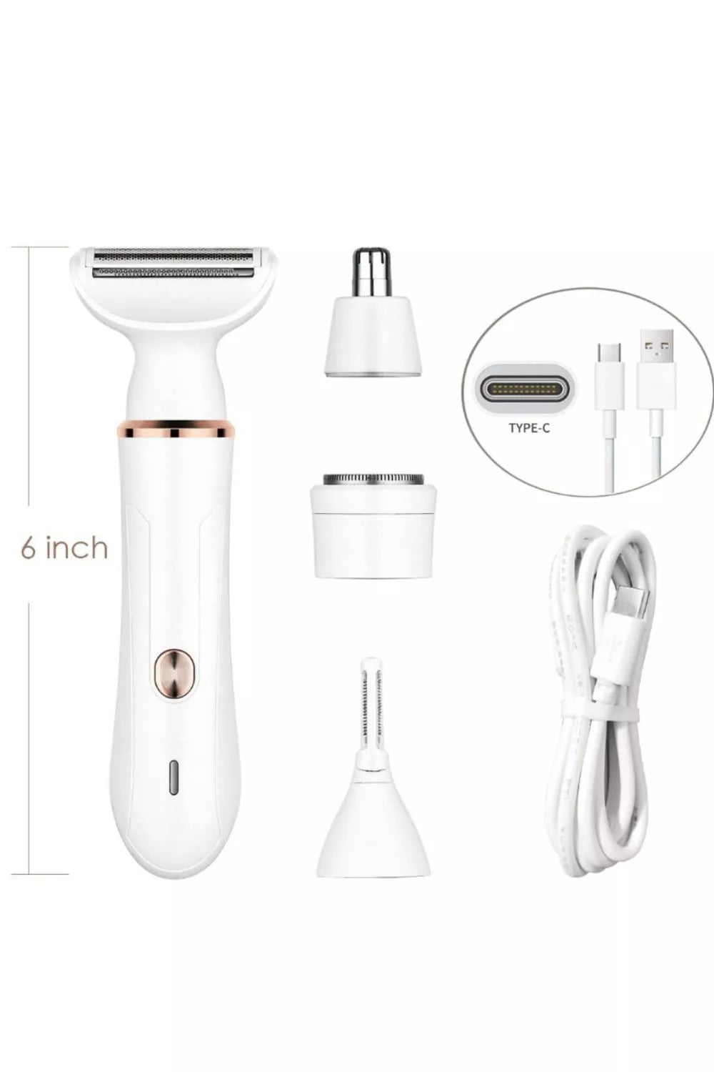 White electric hair removal epilator by Trendsi with multiple attachments for smooth, hair-free skin.