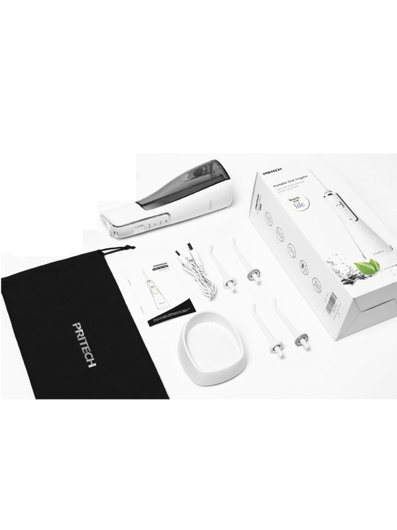 White Trendsi cordless water power dental flosser for teeth cleaning with ergonomic design and easy handheld operation.