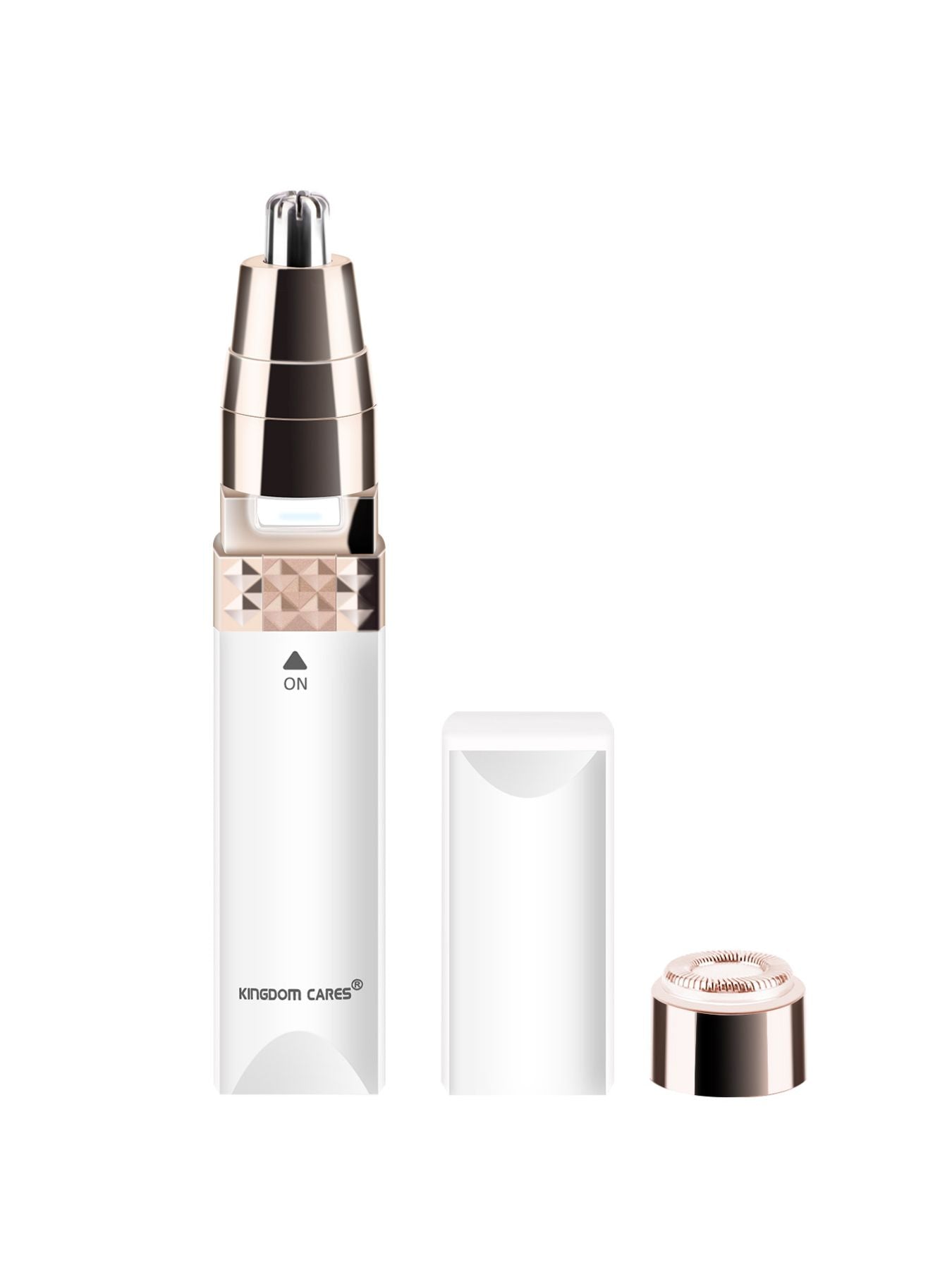 White portable nose hair trimmer by Trendsi, compact design with precision blades for safe grooming.