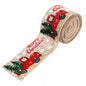Decorative car and Christmas tree ribbon from Trendsi, featuring festive red and green woven fabric with holiday-themed patterns.