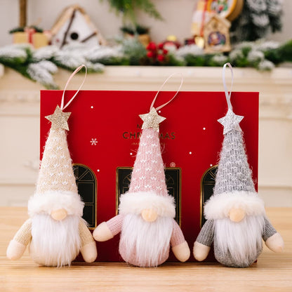 Two faceless gnome hanging widgets in assorted styles, featuring whimsical designs and vibrant colors for decorative outdoor or indoor use.