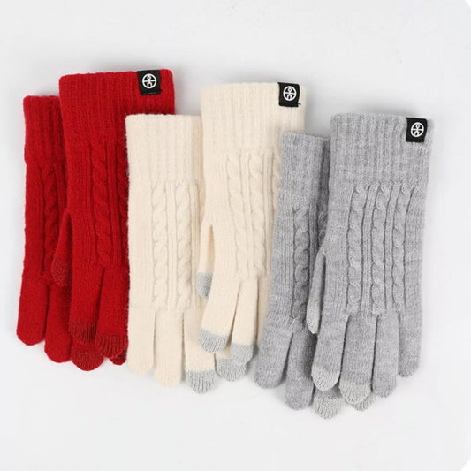 Trendsi cable knit touchscreen gloves in cozy knit with finger tips designed for easy device use in cold weather.