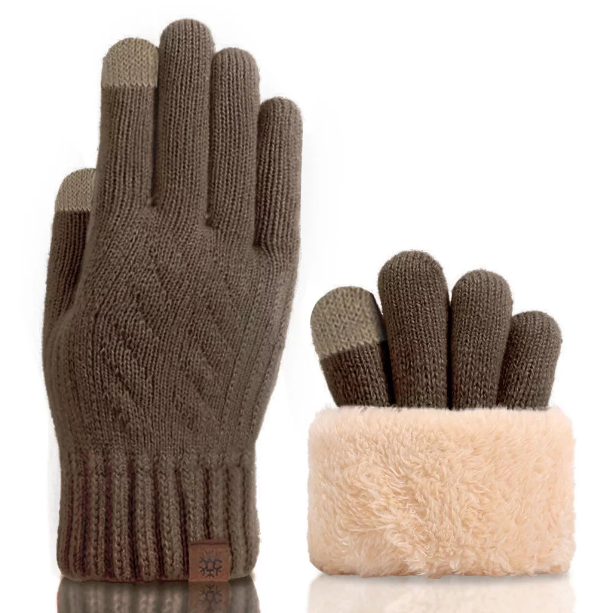 Warm touchscreen knit gloves by Trendsi with cozy knit fabric and touchscreen-friendly fingertips for cold weather use.