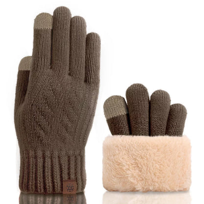 Warm touchscreen knit gloves by Trendsi with cozy knit fabric and touchscreen-friendly fingertips for cold weather use.