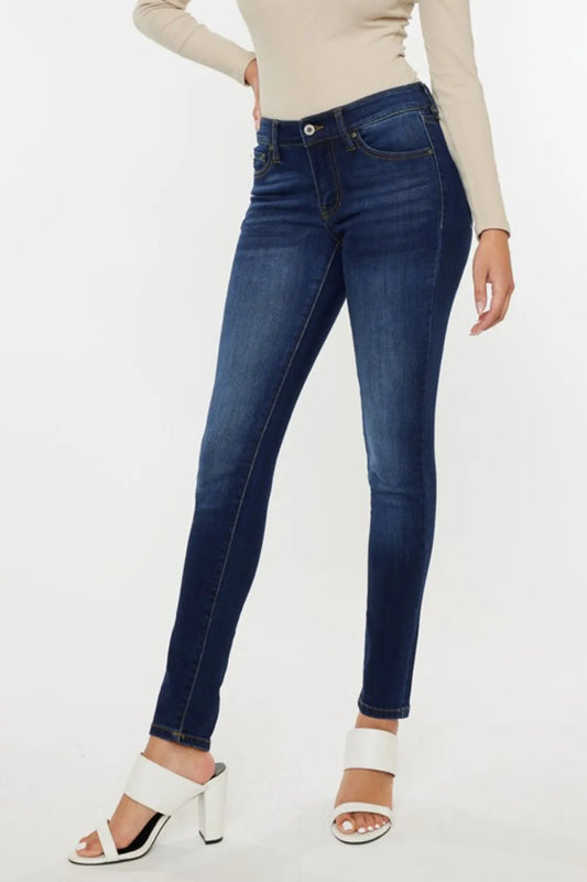 Kancan mid-rise gradient skinny jeans in blue denim, fitted style with subtle fading and stretch fabric.