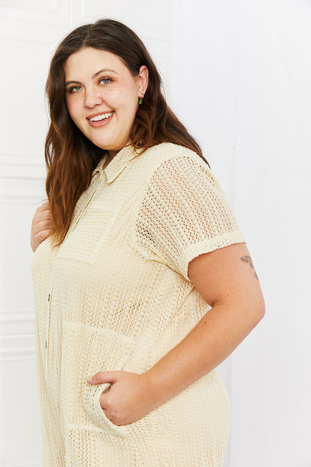 HEYSON Ready For The Day Crochet Romper by Trendsi, featuring a stylish crochet design and comfortable fit for everyday wear.