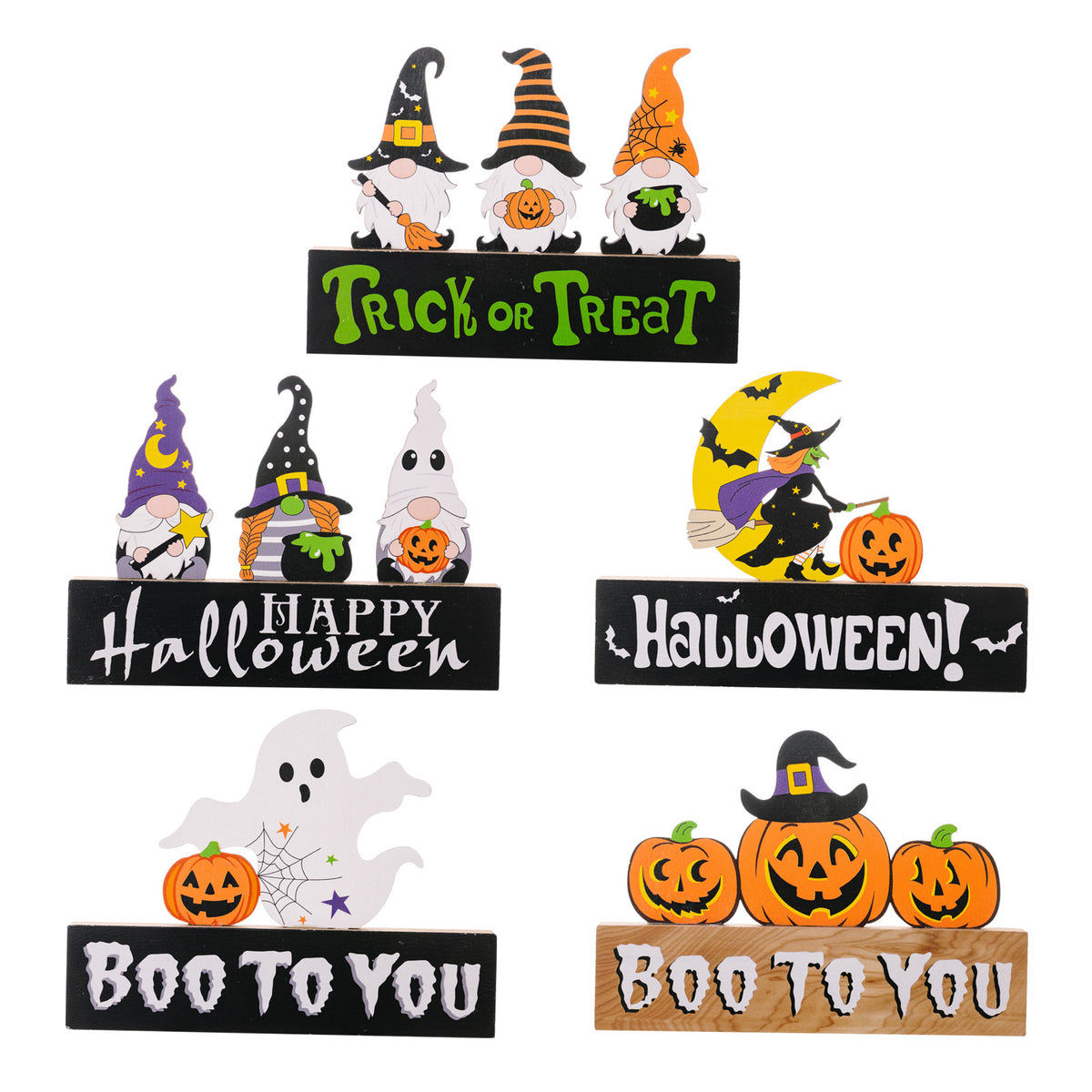 Assorted 2-piece Halloween element ornaments featuring spooky designs, perfect for seasonal decorations, by Trendsi.