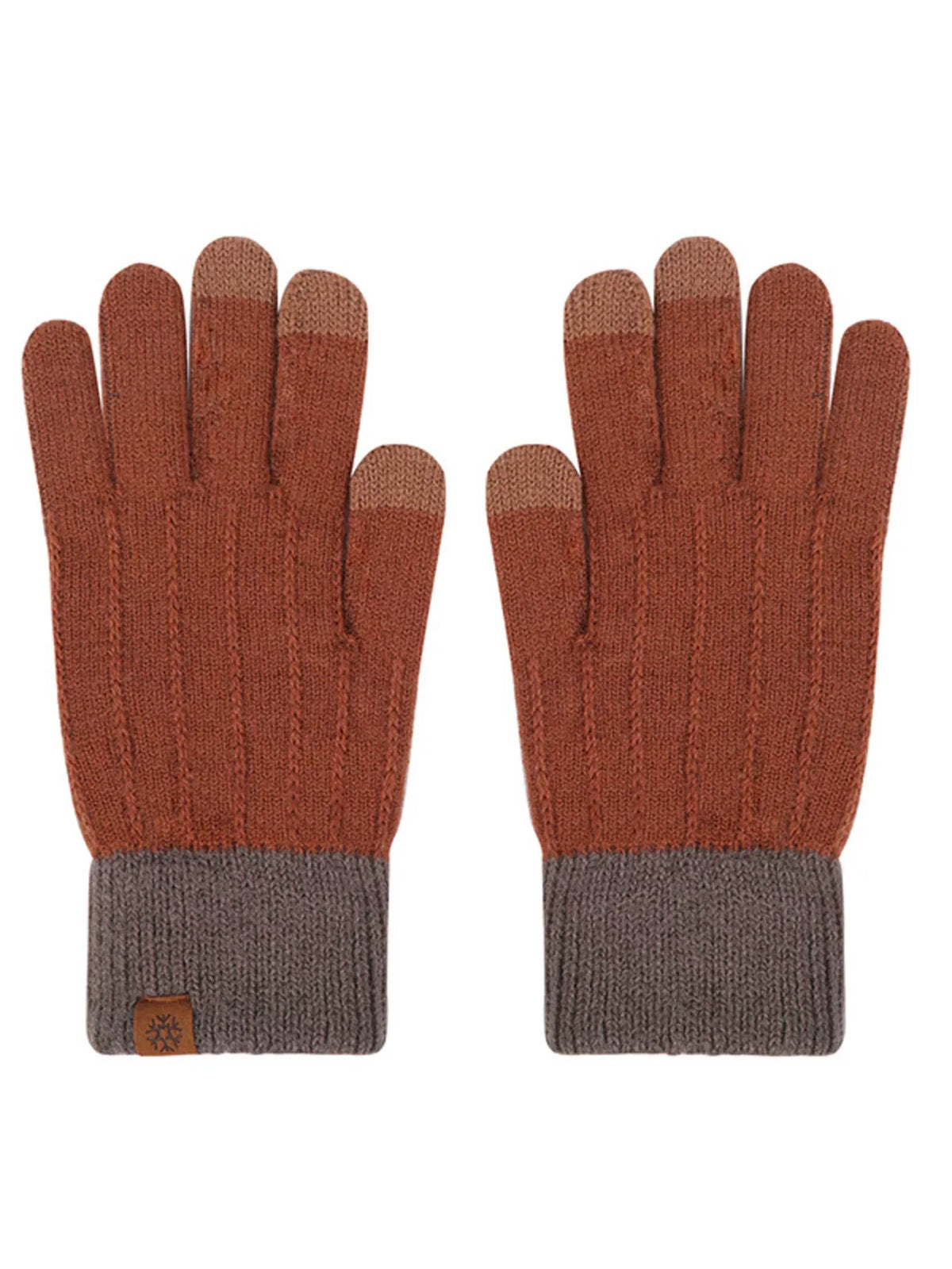 Warm knitted touchscreen gloves by Trendsi, featuring soft material and touchscreen-compatible fingertips for cold weather.