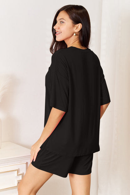 Soft rayon half sleeve top and shorts set by Trendsi, featuring a comfortable, casual design in the Basic Bae collection.