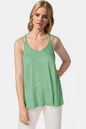 Trendsi Basic Bae bamboo camisole with scoop neck and double spaghetti straps, lightweight and soft fabric, beige color.