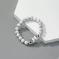 Halloween skull beaded bracelet by Trendsi featuring black beads and a detailed skull charm for spooky accessories
