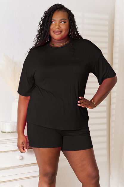 Soft rayon half sleeve top and shorts set by Trendsi, featuring a comfortable, casual style in a basic Bae design.