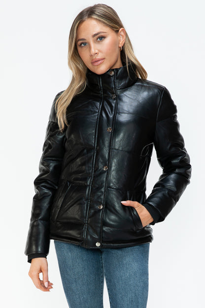 YMI Pocketed Zip Up Turtleneck Puffer Jacket