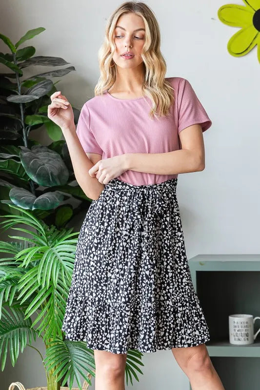 Heimish plus size mini dress featuring short sleeves, solid and animal print design, casual and stylish for everyday wear.