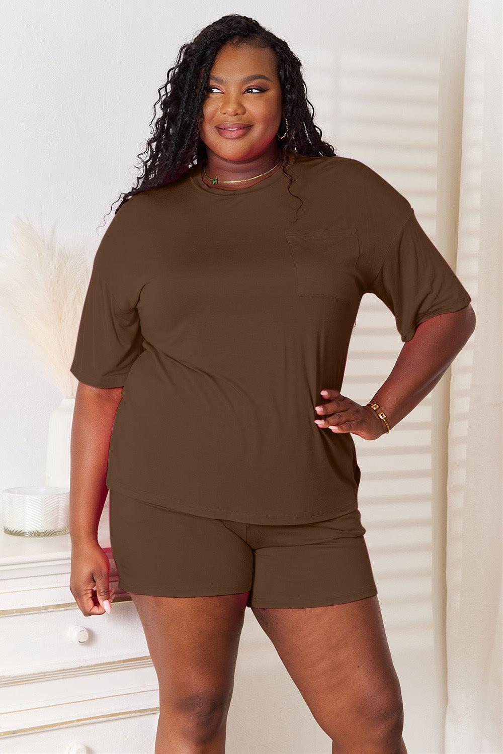 Soft rayon half sleeve top and shorts set by Trendsi, featuring a relaxed fit and casual style perfect for everyday wear.