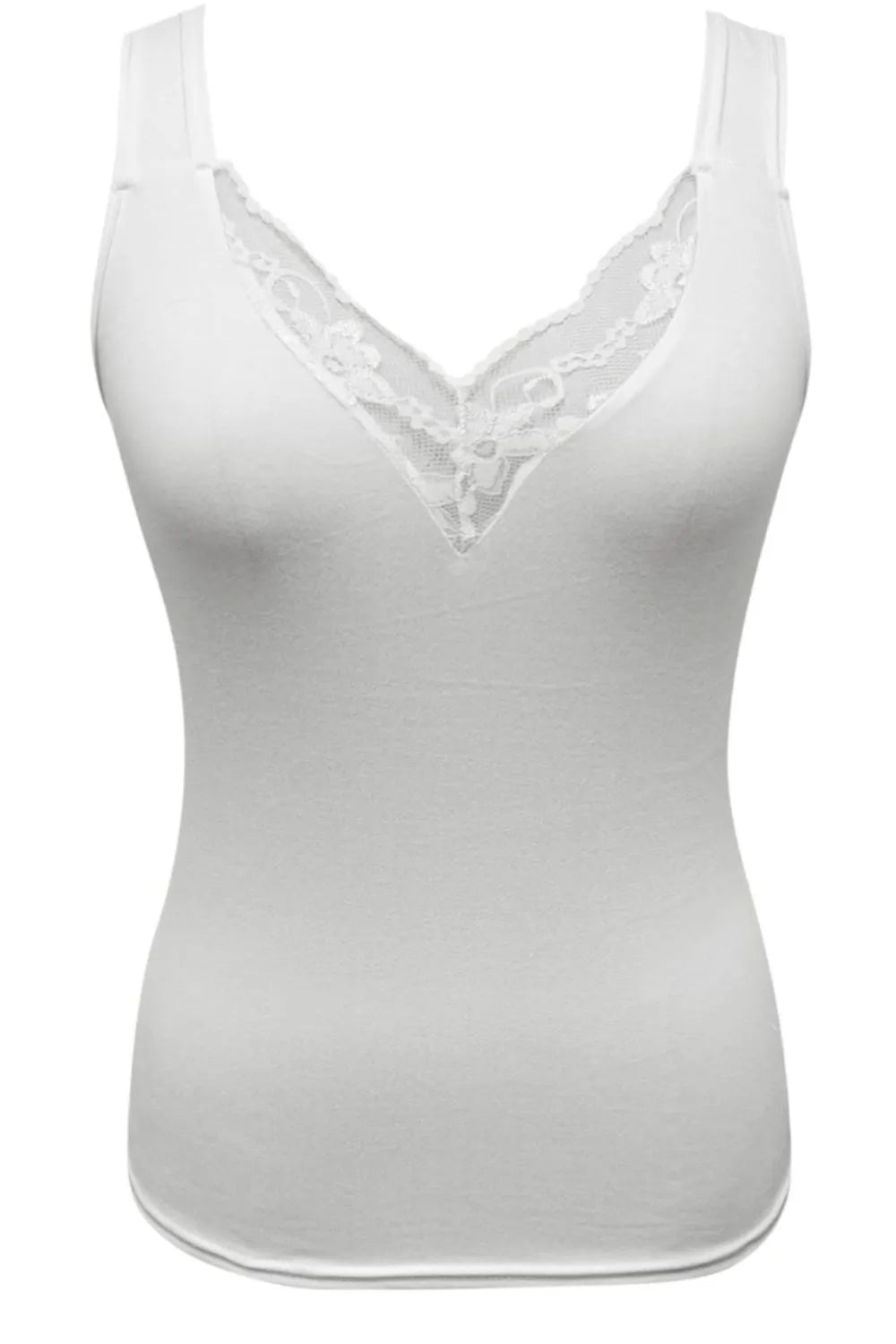 Plus size lace detail V-neck tank top by Trendsi, featuring a full-size fit and stylish lace accents on the front.