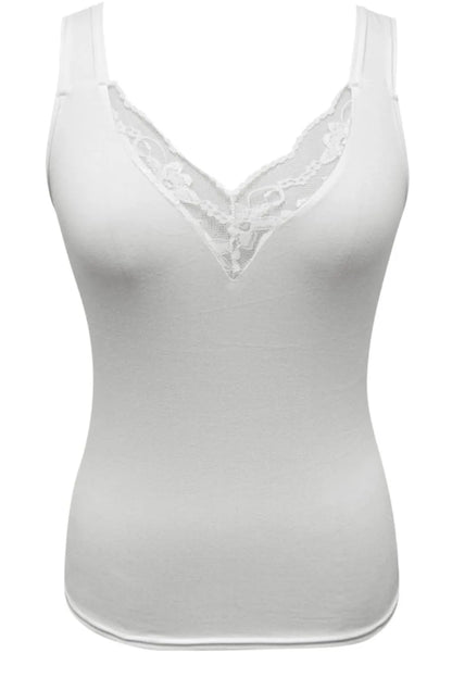 Plus size lace detail V-neck tank top by Trendsi, featuring a full-size fit and stylish lace accents on the front.