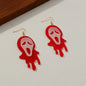 Halloween Ghost Scream dangle earrings with spooky ghost design, featuring black and white accents, perfect for Halloween costumes.