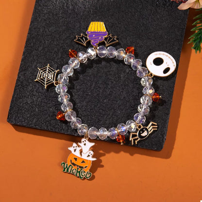 Halloween beaded charm bracelet with colorful beads and spooky charms, stylish jewelry accessory by Trendsi.