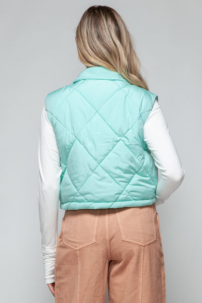 Snobbish Snap Down Quilted Crop Vest