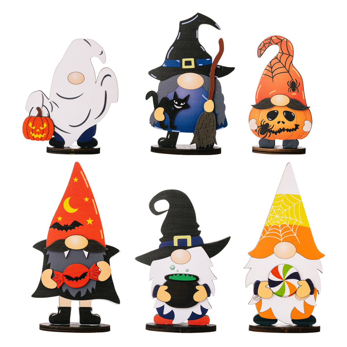 Assorted 2-piece Halloween element ornaments with spooky and festive designs, perfect for holiday decor.