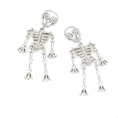Halloween Skeleton Statement Earrings by Trendsi featuring spooky skeleton design and dangling charm for festive style.