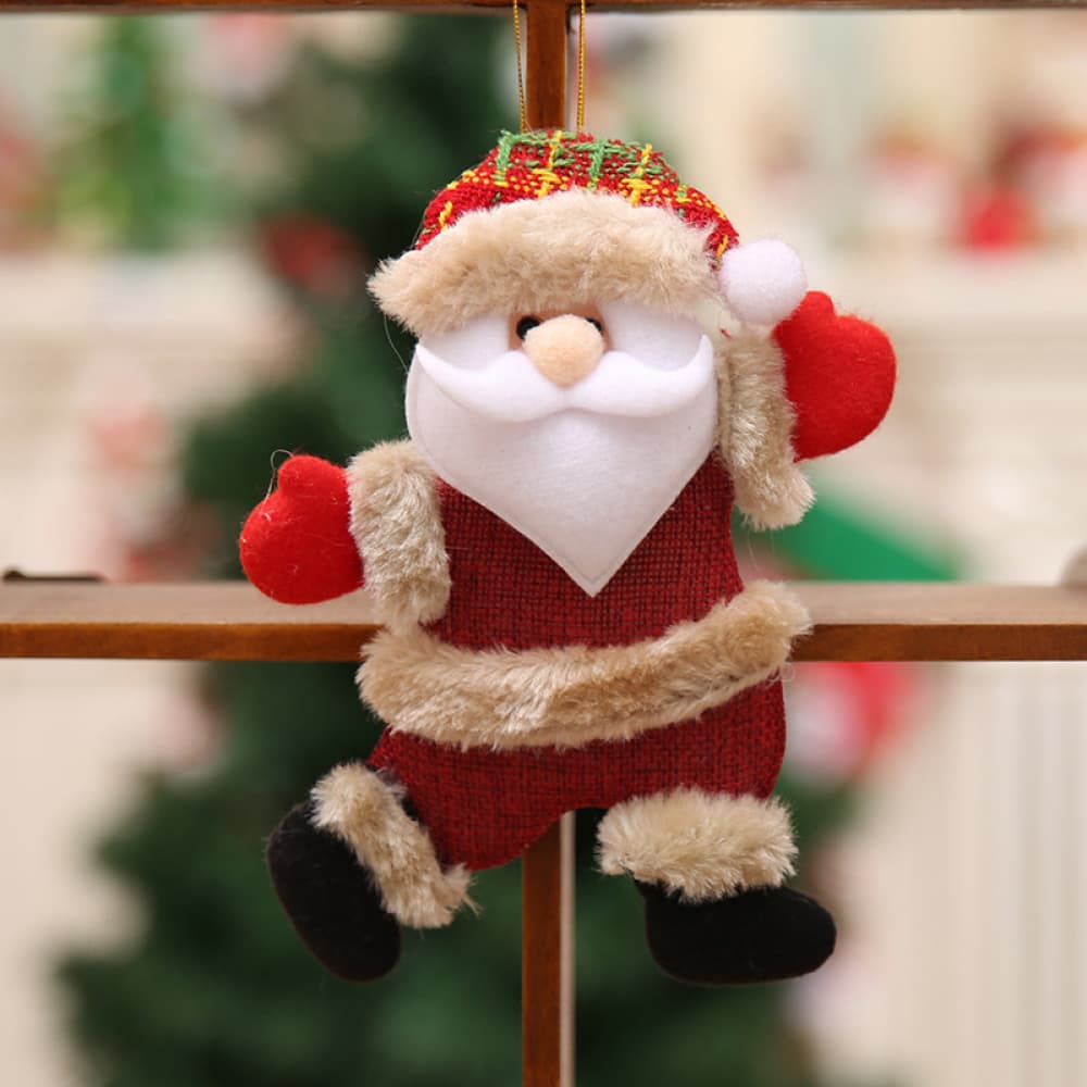 Set of four festive Christmas hanging widgets with colorful designs, perfect for holiday decoration.