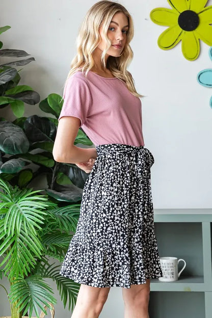 Plus size Heimish mini dress featuring short sleeves, solid color and animal print design, casual summer fashion from Trendsi.