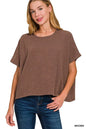 Zenana cotton slub oversized tee in neutral color, relaxed fit with soft fabric and casual style, perfect for everyday wear.