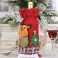 Two festive Christmas doll wine bottle covers, colorful and decorative, designed by Trendsi for holiday wine bottle decoration.