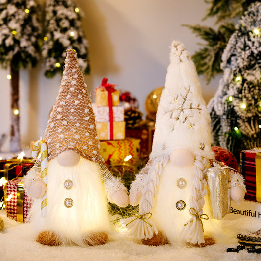 Faceless gnome figure with light-up feature, Trendsi brand decorative tabletop ornament, perfect for whimsical home decor.