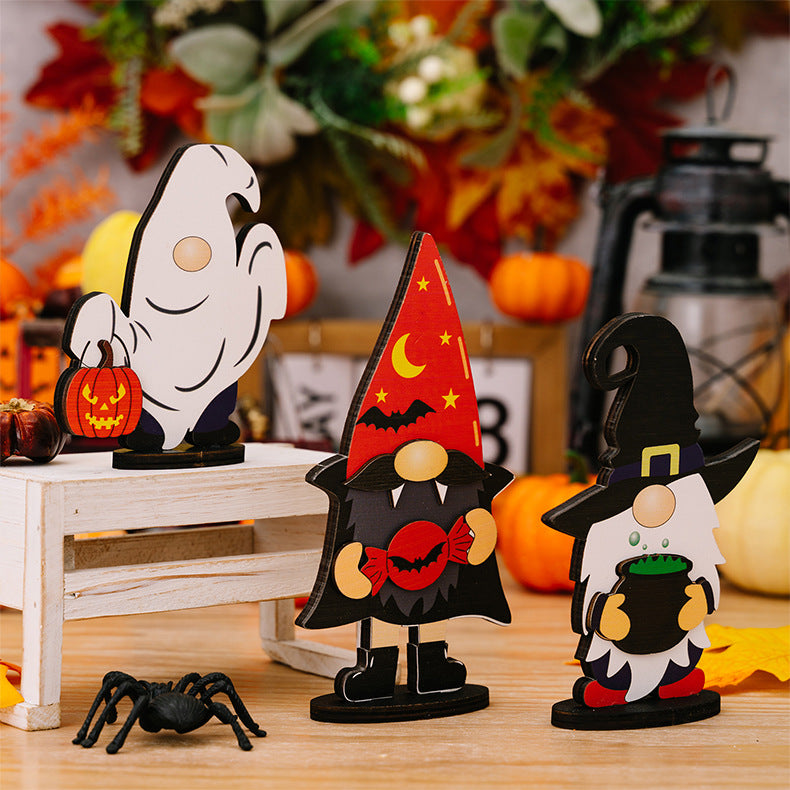 Assorted 2-piece Halloween element ornaments with spooky designs, featuring black and orange colors, ideal for seasonal decor.